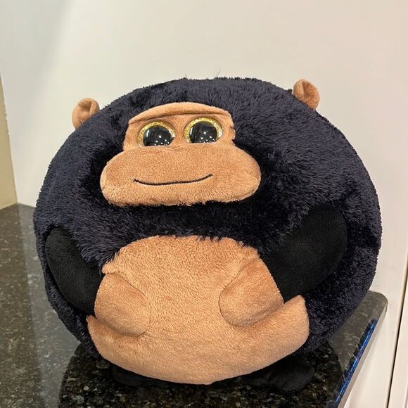 Ty Beanie Ballz- New Tank The Gorilla Golden Eyes Smiling Face Large 13" - Picture 1 of 4
